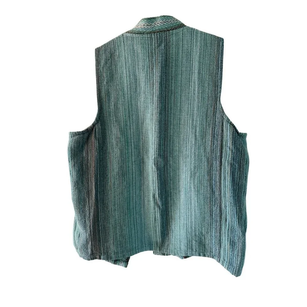 Shuttle Creek Mens Handmade Woven Vest Size 2XL Green Lowell Oregon Vintage